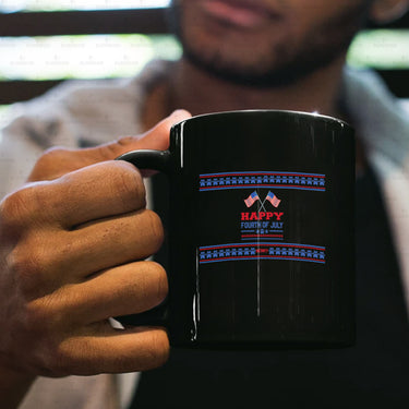 Personalized Dog Gift Idea - Happy 4th Of July For Dog Lovers - Black Mug